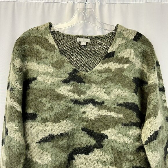 Falls Creek Womens V-Neck Multicolor Camo Print Long Sleeve Sweater Medium - Picture 2 of 8